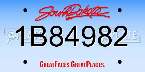 1B84982 South Dakota License Plate
