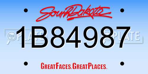 1B84987 South Dakota License Plate
