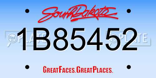 1B85452 South Dakota License Plate