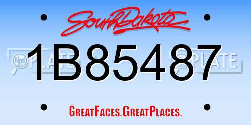 1B85487 South Dakota License Plate