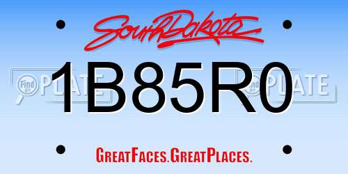 1B85R0 South Dakota License Plate
