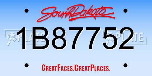 1B87752 South Dakota License Plate
