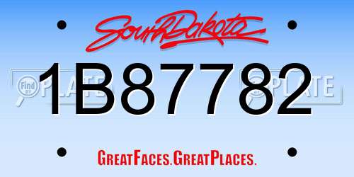 1B87782 South Dakota License Plate