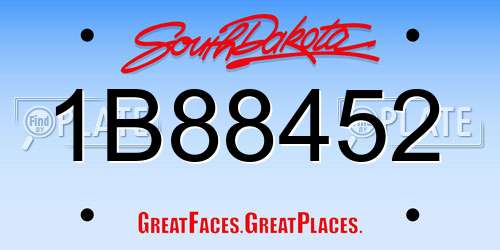 1B88452 South Dakota License Plate