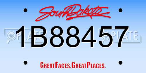 1B88457 South Dakota License Plate