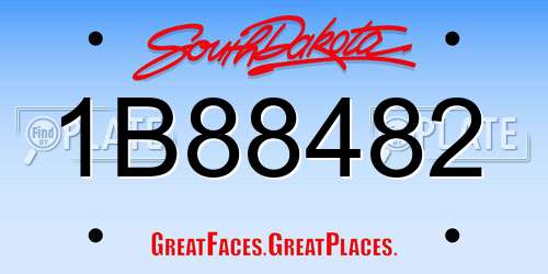 1B88482 South Dakota License Plate