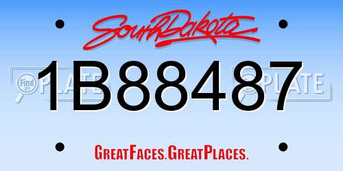 1B88487 South Dakota License Plate
