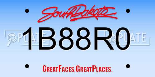 1B88R0 South Dakota License Plate
