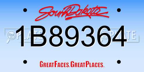 1B89364 South Dakota License Plate