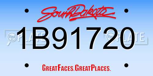 1B91720 South Dakota License Plate