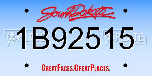 1B92515 South Dakota License Plate