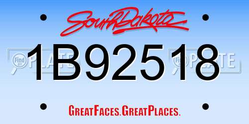 1B92518 South Dakota License Plate