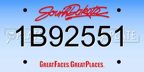 1B92551 South Dakota License Plate