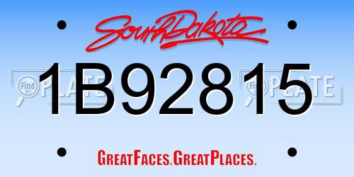 1B92815 South Dakota License Plate