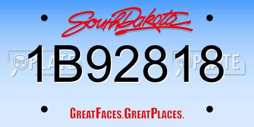 1B92818 South Dakota License Plate
