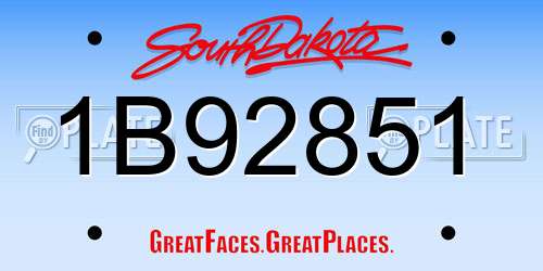 1B92851 South Dakota License Plate