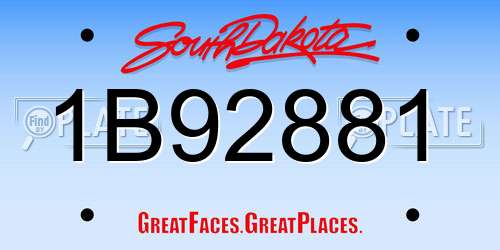 1B92881 South Dakota License Plate