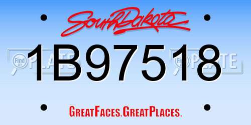 1B97518 South Dakota License Plate