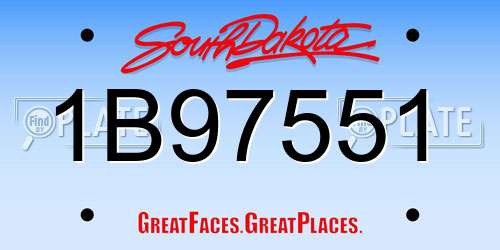 1B97551 South Dakota License Plate