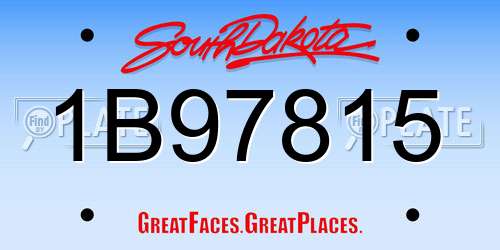 1B97815 South Dakota License Plate