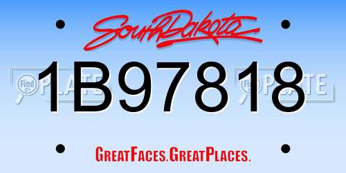 1B97818 South Dakota License Plate