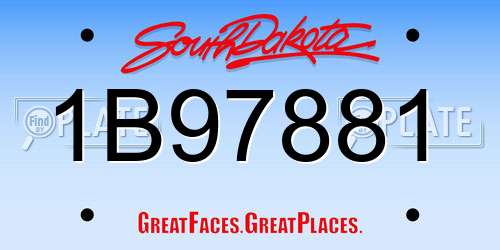 1B97881 South Dakota License Plate