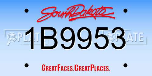 1B9953 South Dakota License Plate