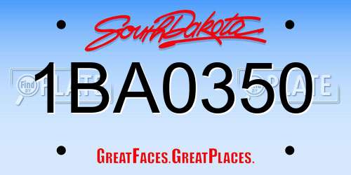 1BA0350 South Dakota License Plate
