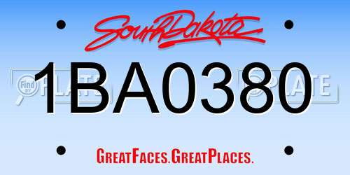 1BA0380 South Dakota License Plate