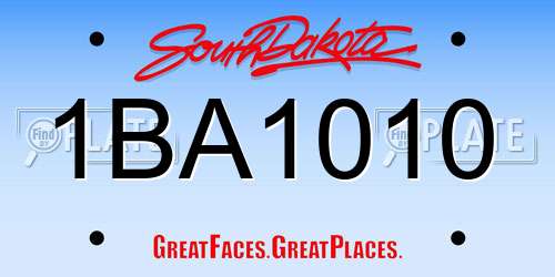 1BA1010 South Dakota License Plate