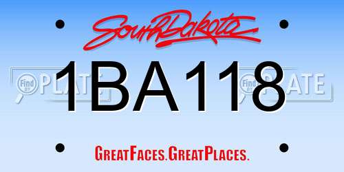 1BA118 South Dakota License Plate
