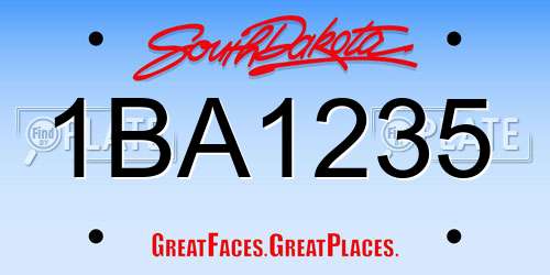 1BA1235 South Dakota License Plate
