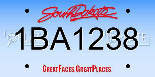1BA1238 South Dakota License Plate