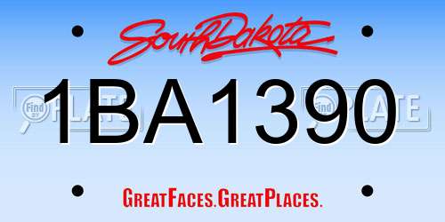 1BA1390 South Dakota License Plate