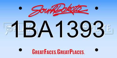 1BA1393 South Dakota License Plate