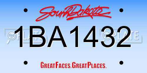 1BA1432 South Dakota License Plate