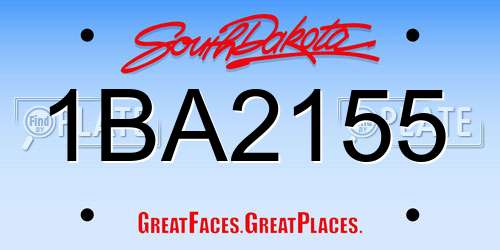 1BA2155 South Dakota License Plate