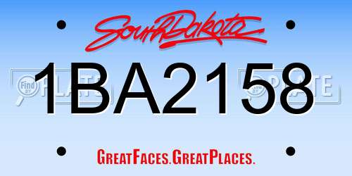 1BA2158 South Dakota License Plate