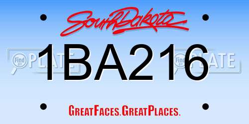1BA216 South Dakota License Plate