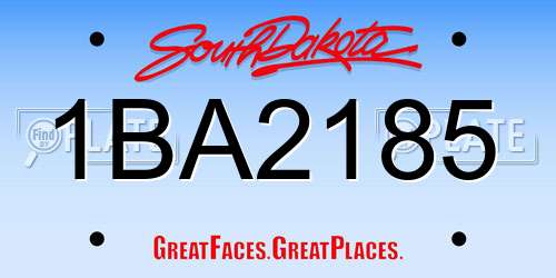 1BA2185 South Dakota License Plate