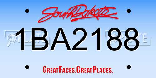1BA2188 South Dakota License Plate