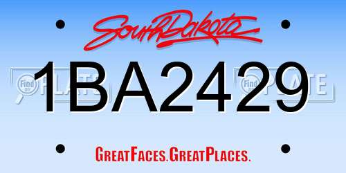 1BA2429 South Dakota License Plate
