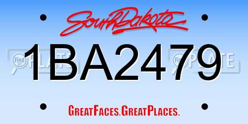 1BA2479 South Dakota License Plate