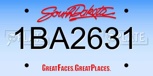 1BA2631 South Dakota License Plate