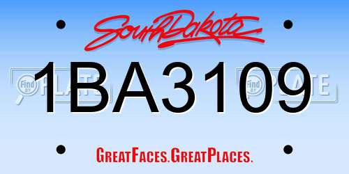 1BA3109 South Dakota License Plate