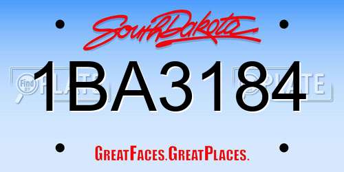 1BA3184 South Dakota License Plate