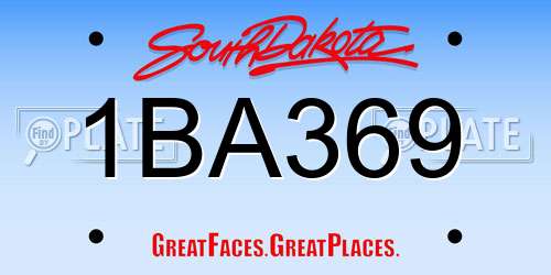 1BA369 South Dakota License Plate