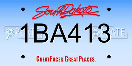 1BA413 South Dakota License Plate