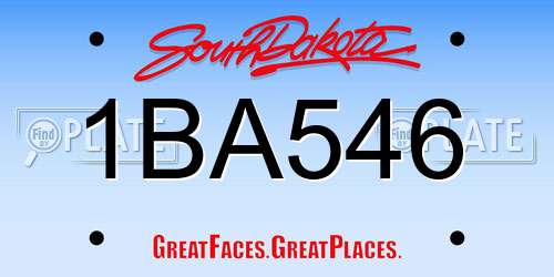1BA546 South Dakota License Plate