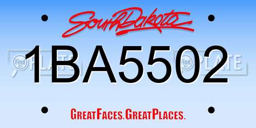 1BA5502 South Dakota License Plate